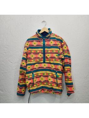 Chubbies Bingo Bango Bongo Blue Reversible Fleece Pullover | Retro Aztec